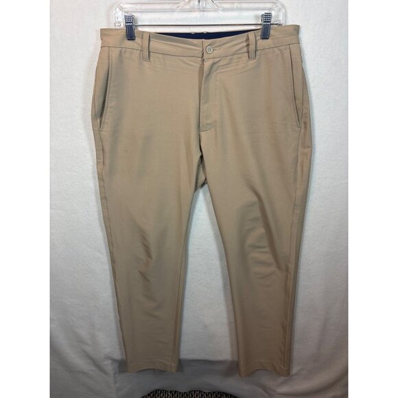 Foot Joy Mens Beige Flat-Front Chino Pants With Button Closure34x30 - Picture 1 of 13